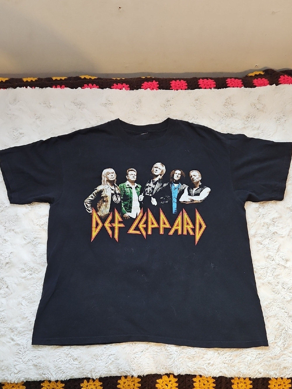 Def Leppard 2007 Tour Black Short Sleeve Concert Tee Shirt XL Dates On Back 🤘